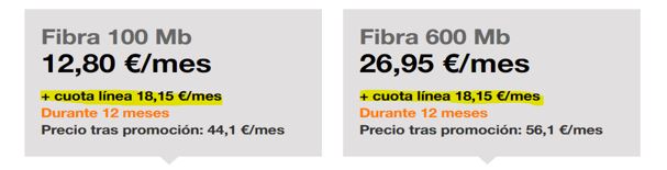 orange tarifas sin cuota de línea